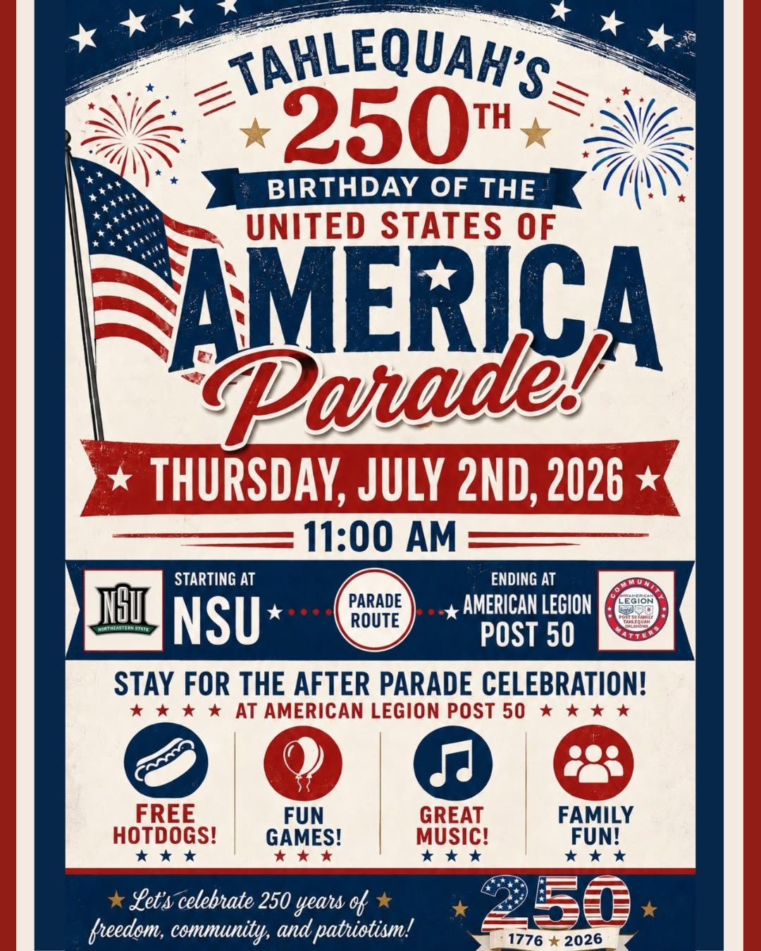 Tahlequah's 250th Birthday of the United States of America Parade!