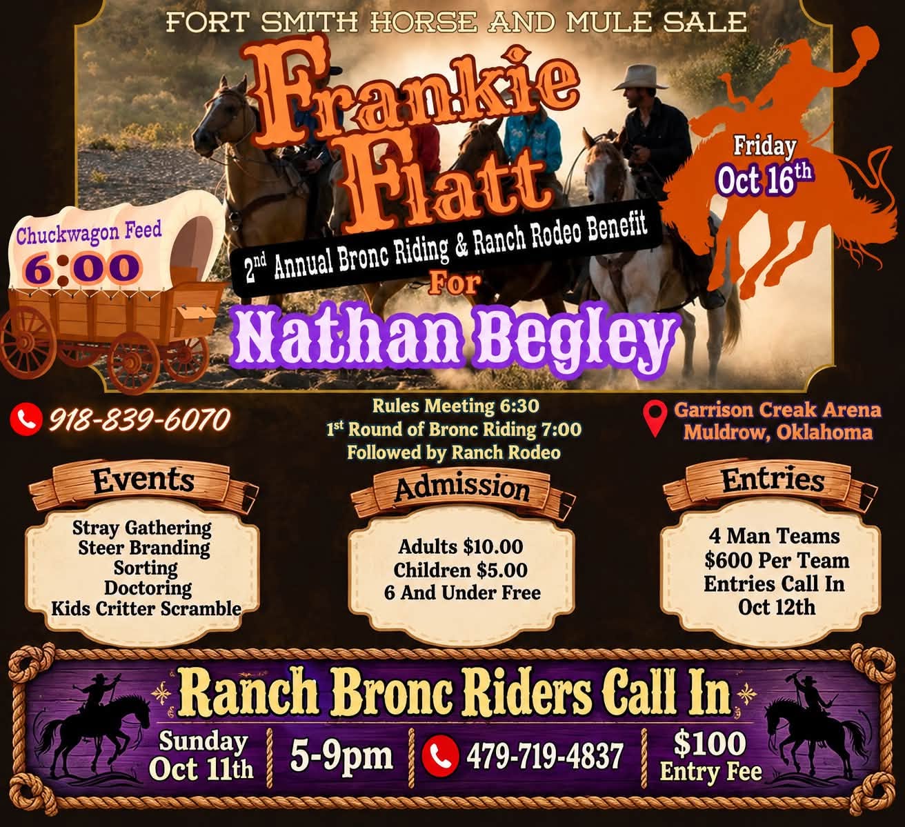 Frankie Flatt Rodeo Benefit: Ranch Bronc Riding & Ranch Rodeo